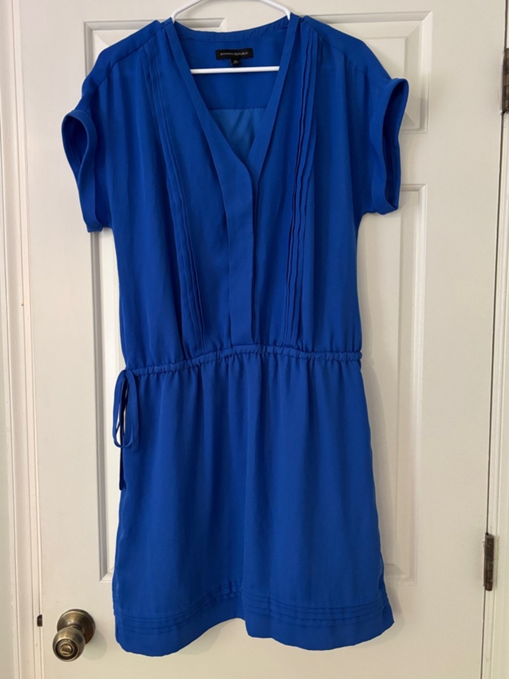 Banana Republic Cobalt Blue V-Neck Drawstring Mini Dress